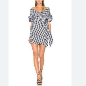 Fame & Partners X Revolve Russo Gingham Faux Wrap Mini Dress